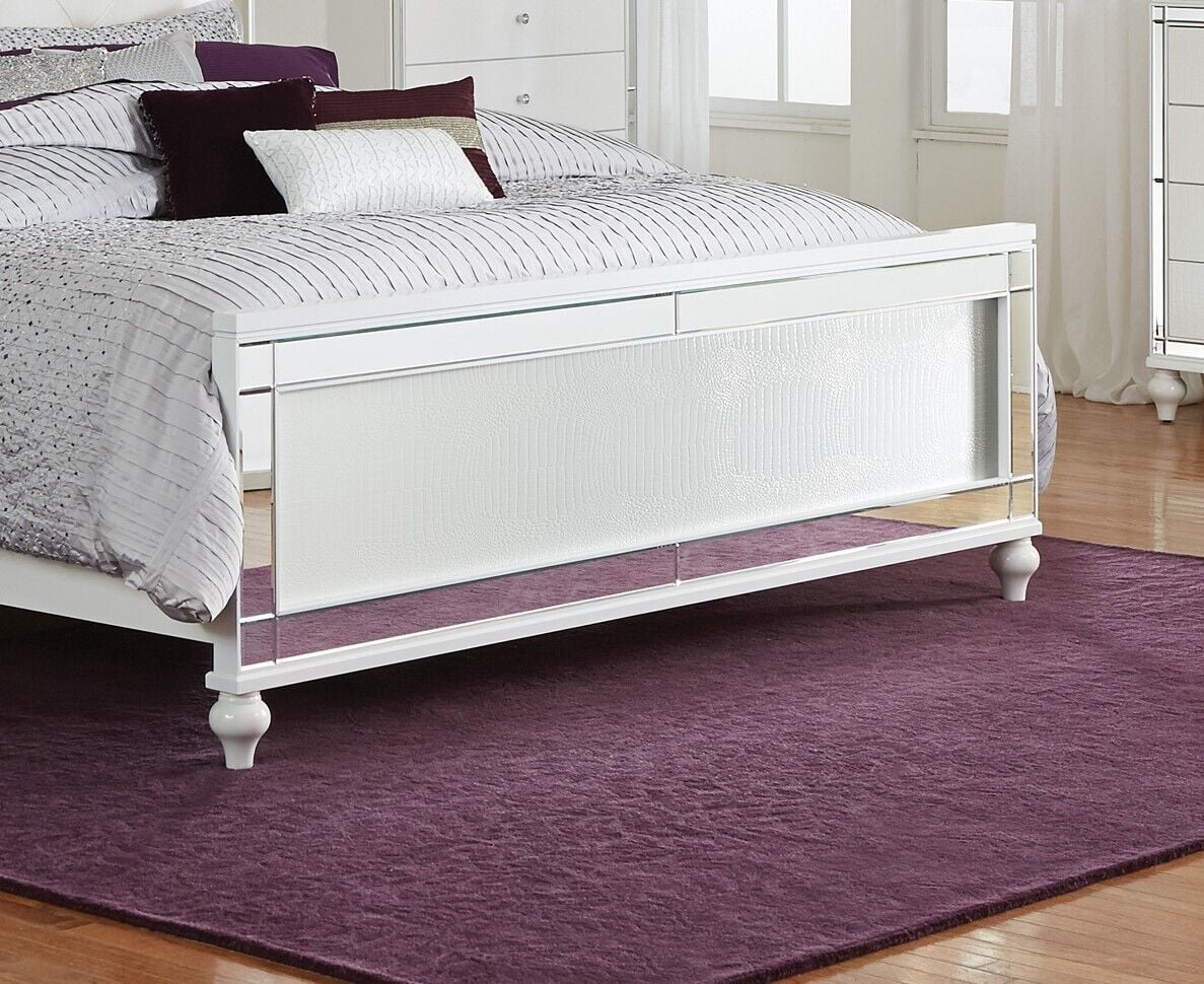 White 4pc Bedroom Set King Bed Nightstand Dresser Mirror Headboard O5206