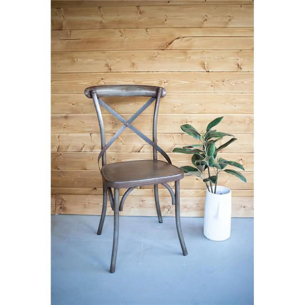 Rustic Iron Cross Back Dining Chair - Case of 2 E385706
