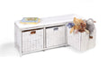 Brown Woven Top Storage Bench with Baskets L21741