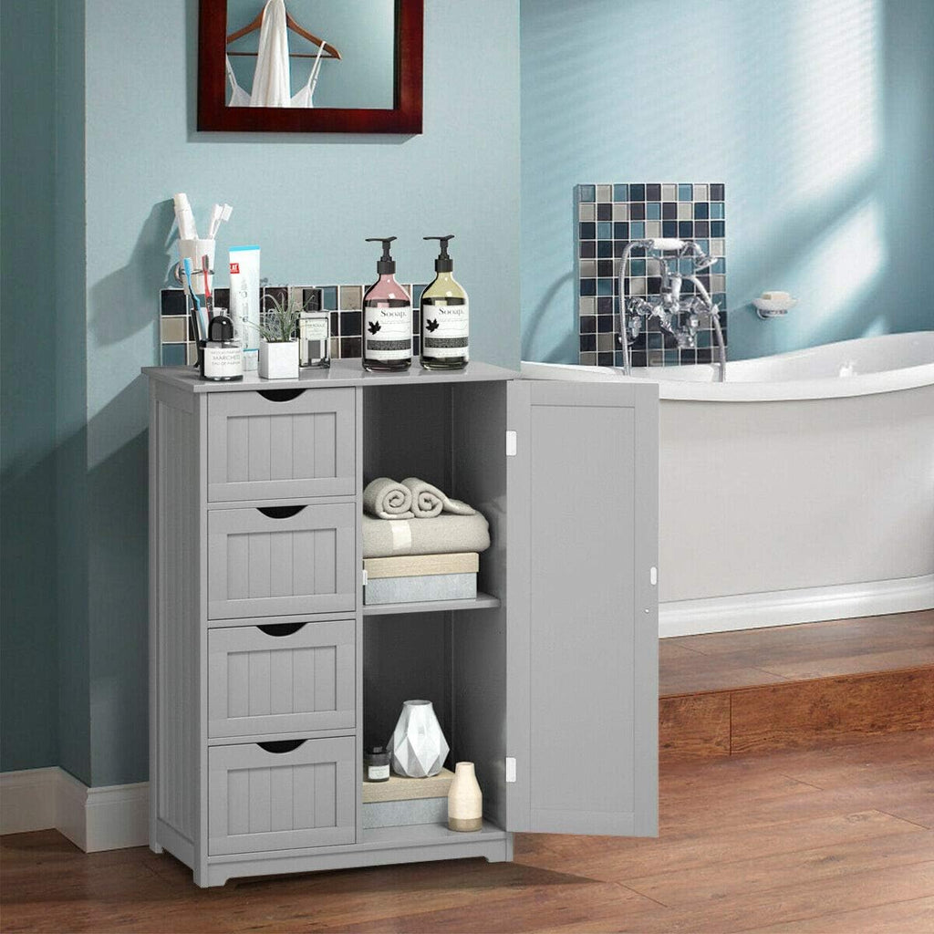 Grey Freestanding Bathroom Floor Cabinet with 4 Drawer X511