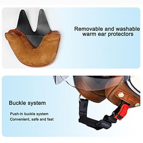Retro Creative Motorcycle Half Helmet, 3/4 Face Breathable Motorbike Helmets with Double Visor Helmet J670