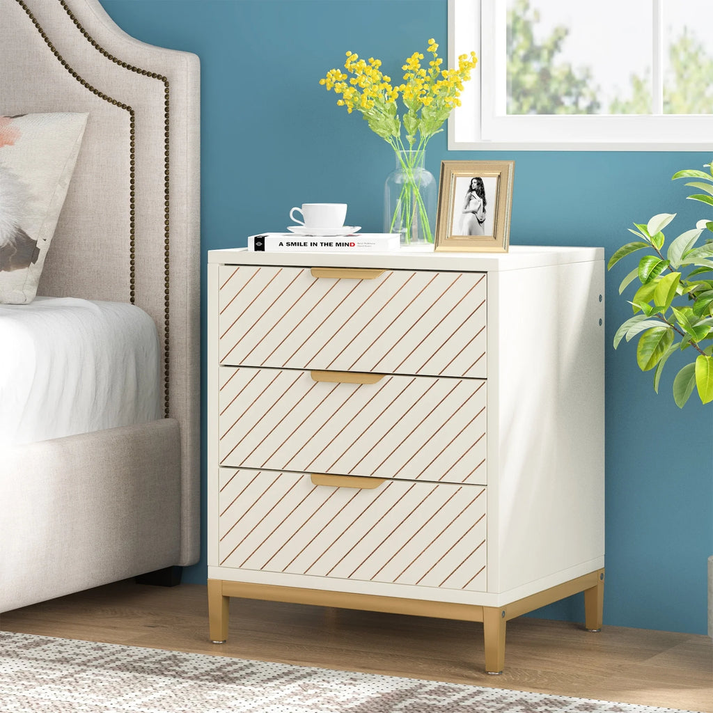 Light Wood Grain Nightstand with Drawers A624