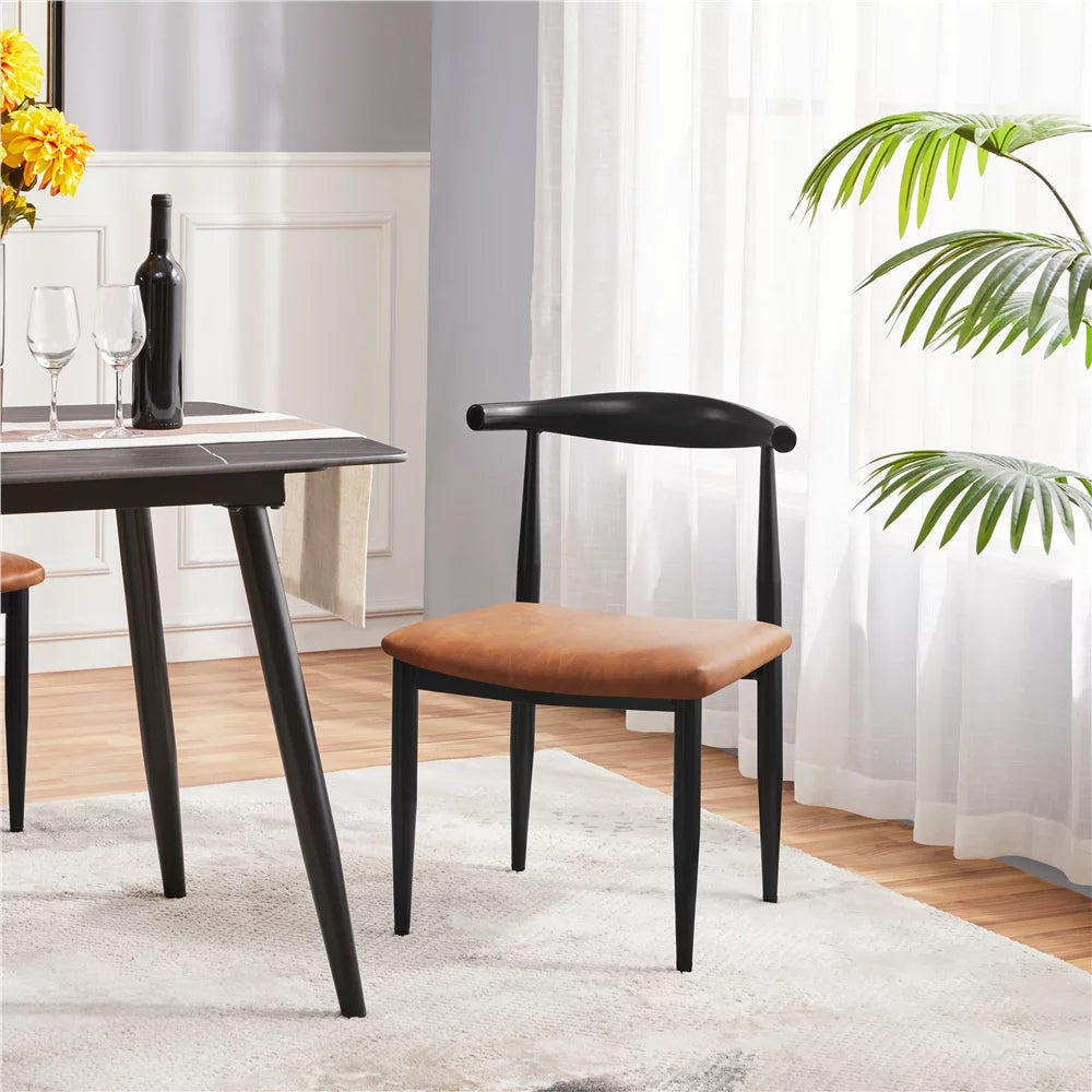 Set of 2 Brown PU Leather Dining Chairs U89589