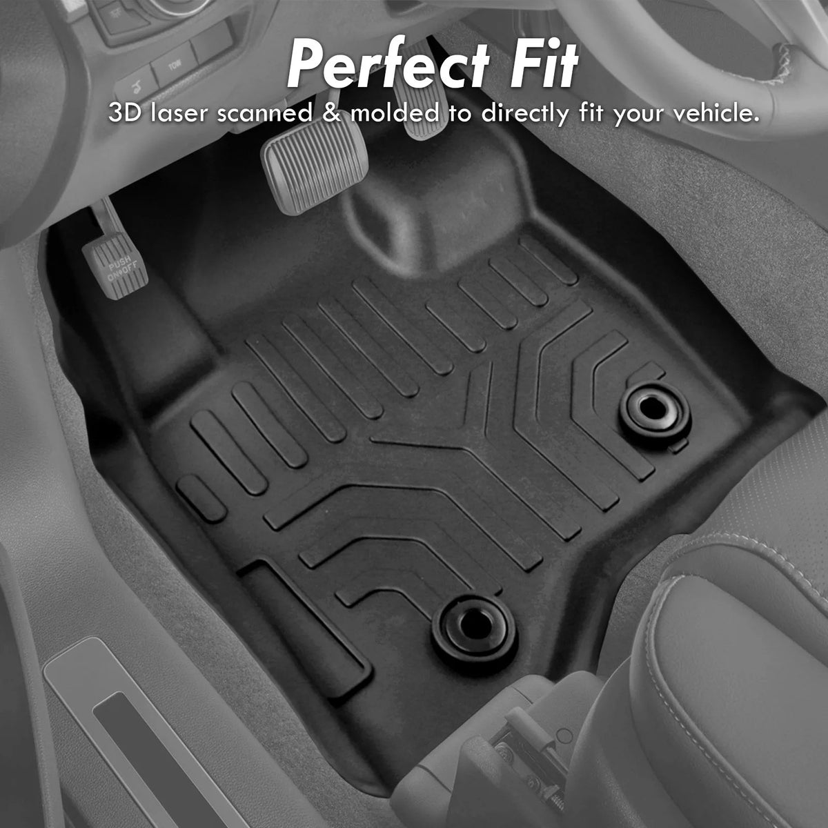 3-Piece All Weather Rubber Floor Mats Liner Black Front & Rear A145