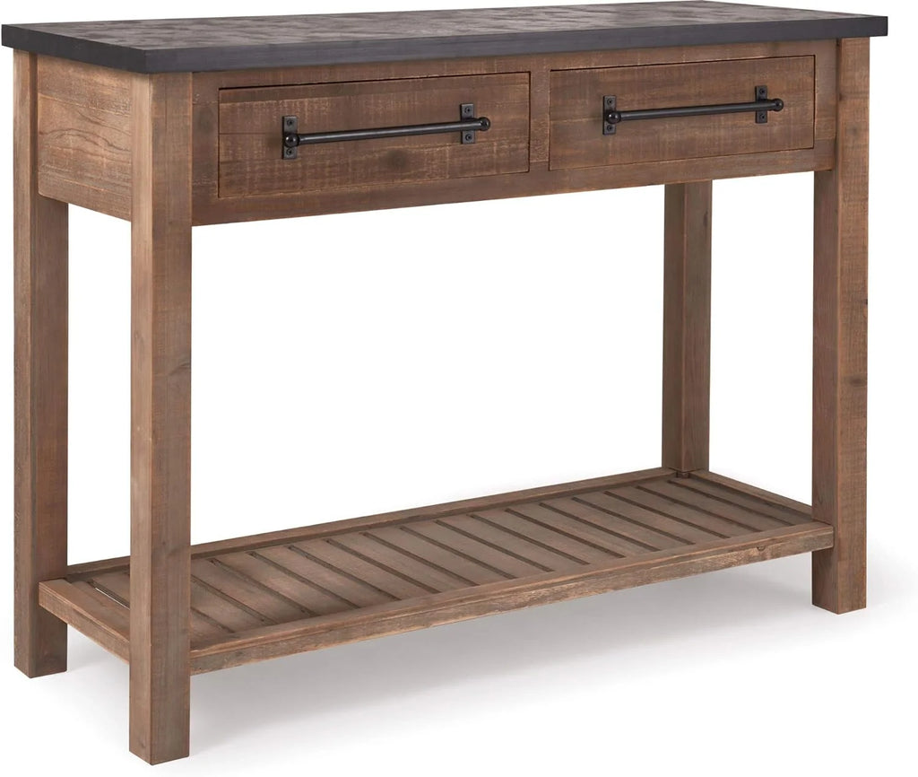 Brown Wooden Console 2 Drawers with Shelf Storage K644