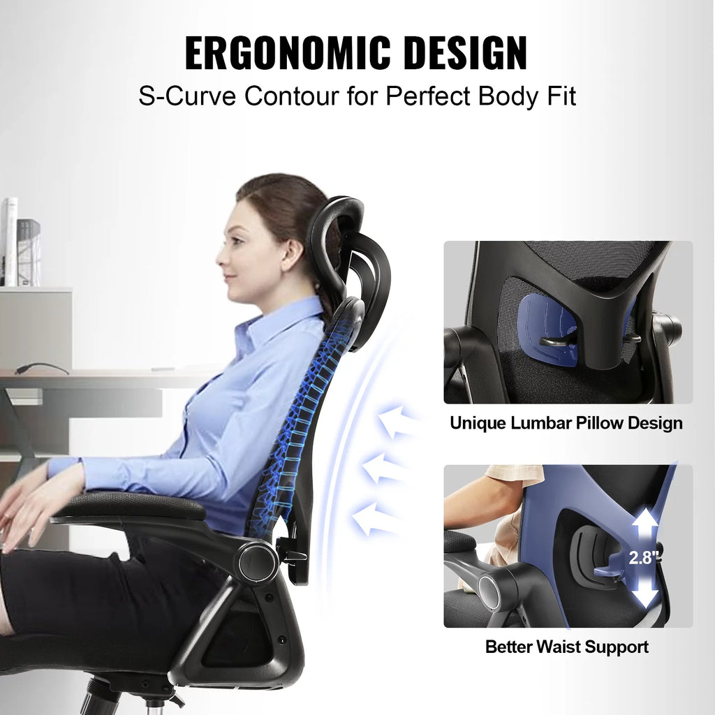 Ergonomic Mesh Office Chair with Lumbar and Head Support Z8480