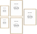 Set of 5 Wood Picture Frames, Two 8x10 Three 12x16 Beige Y930