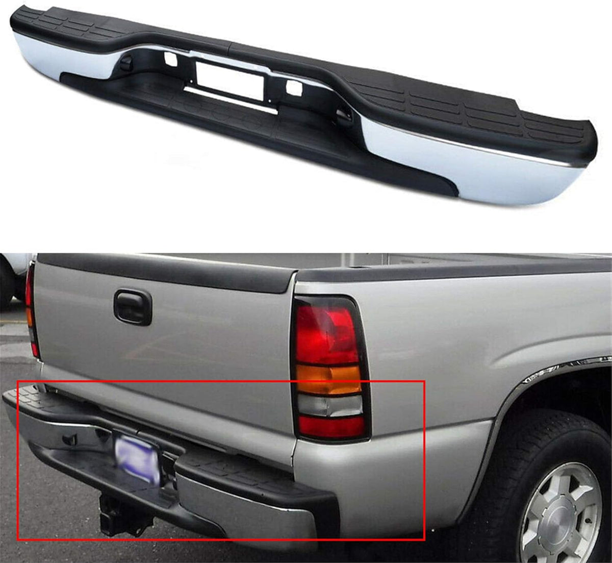 Chrome Rear Step Bumper for GMC Sierra Chevrolet Silverado 1999-2007 R3676