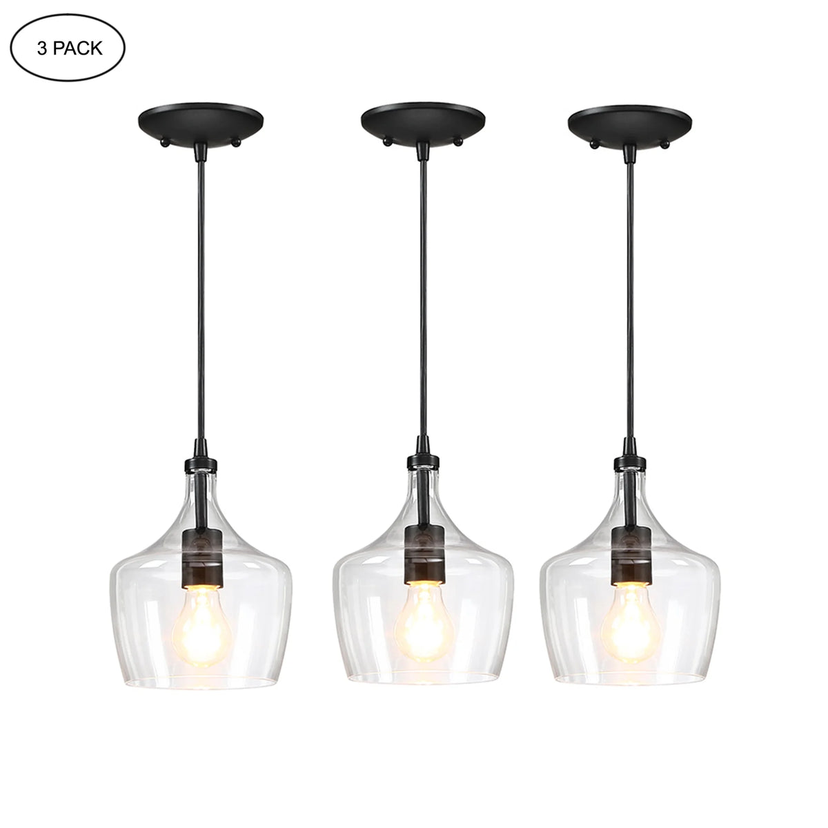 3-Pack Bronze Pendant Lighting with Glass Shade L194084