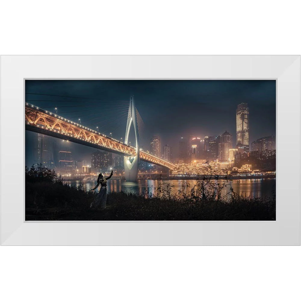 White Modern Wood Framed Art Print F13621