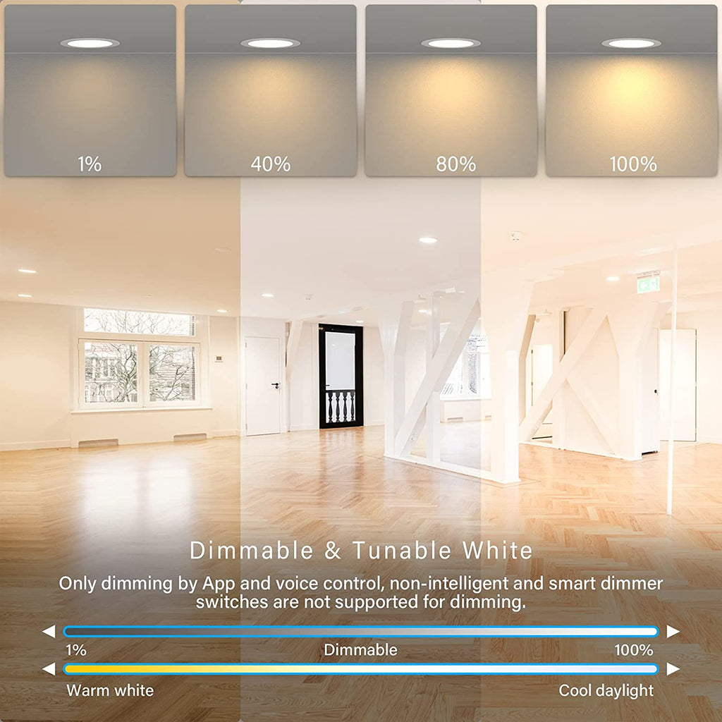 4 Packs White Recessed Canless Wafer Downlight X601655