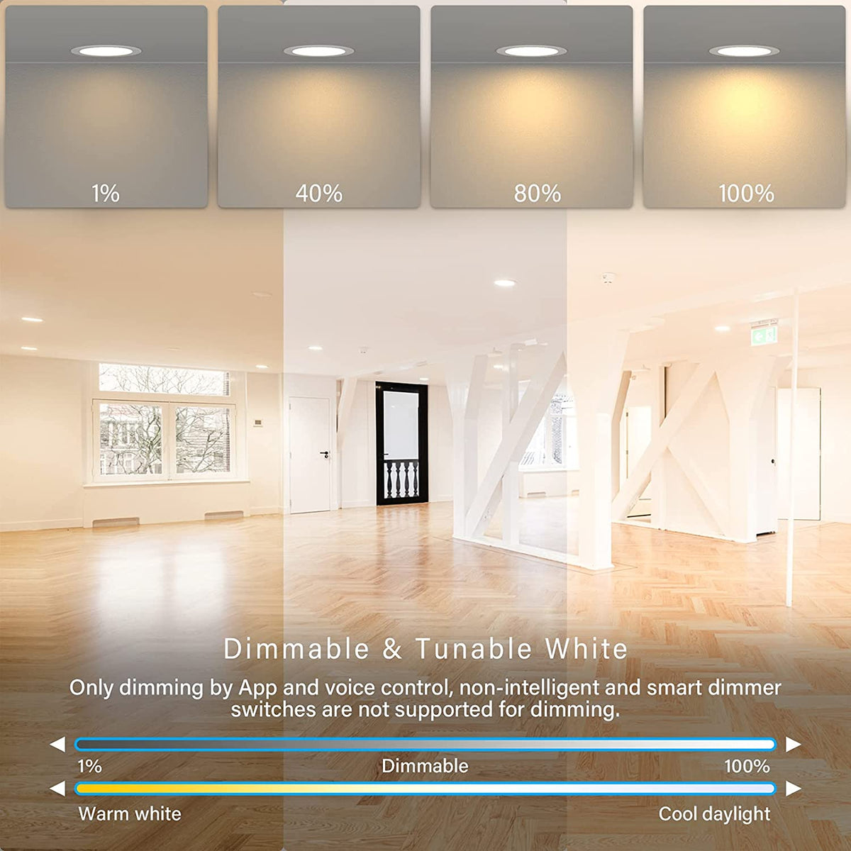 4 Packs White Recessed Canless Wafer Downlight X601655