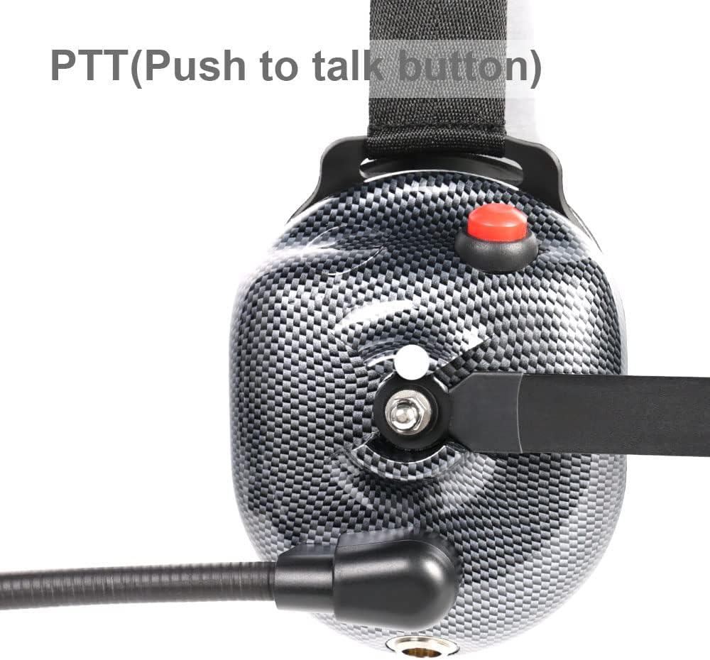Carbon Fiber Style Behind The Head Two Way Radio Headset with Coil Cord Cable, Pack of 2 G1668