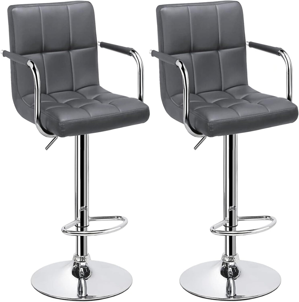 White Bar Stools Set of 2 with Arms Swivel Counter Height Adjustable Bar Stool with Back X18932