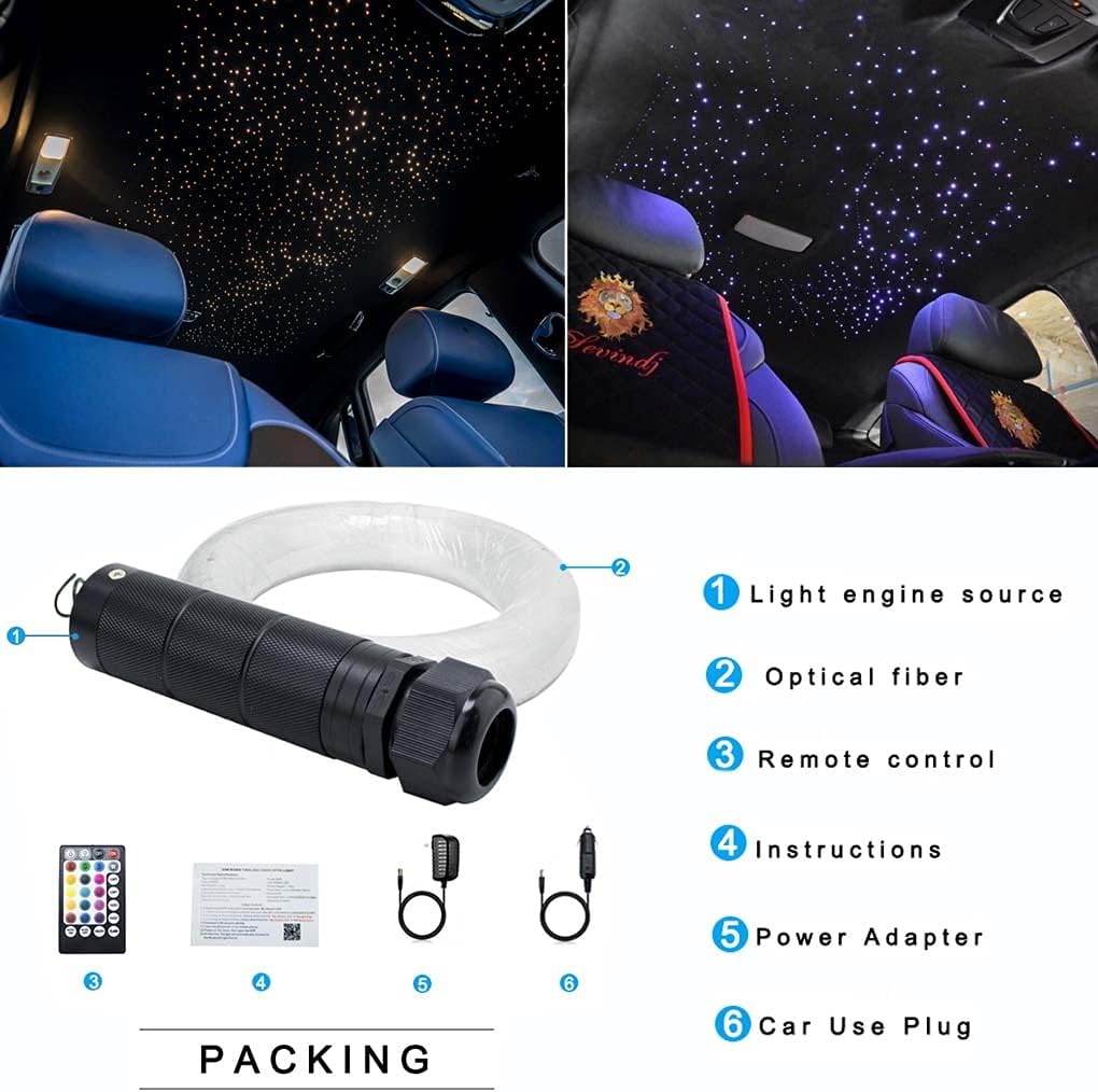 6W Bluetooth RGBW Fiber Optic Lights Star Ceiling Kit with Remote 200pcs Fiber Strands Pack of 2 U701441