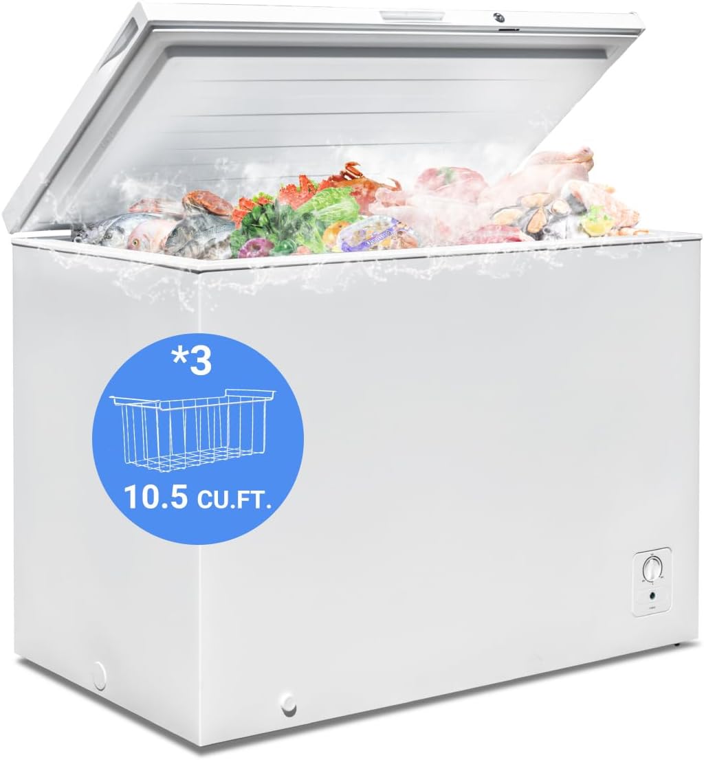 White 10 Cu. Ft. Chest Freezer with Lock and Adjustable Thermostat H521351