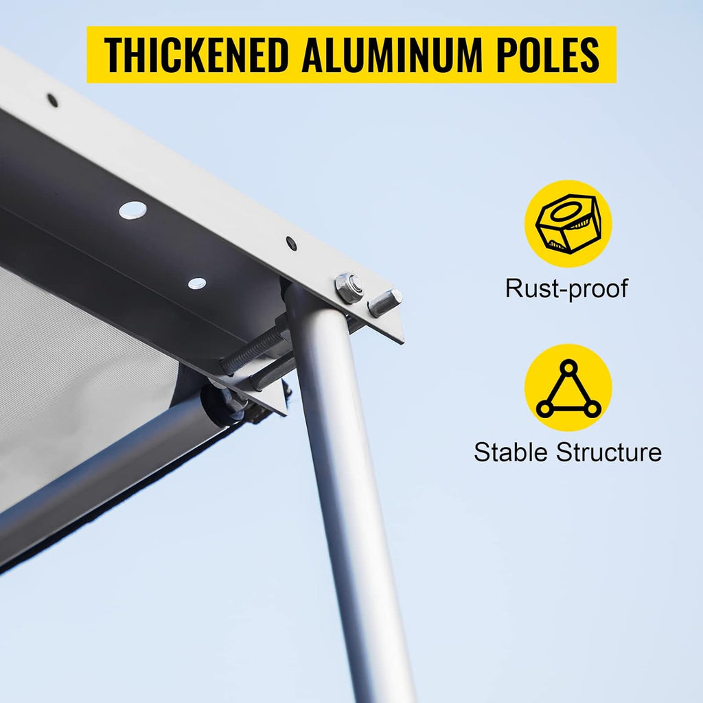 Car Side Awning, 8.2'x6.5', Pull-Out Retractable Waterproof UV50+ with Carry Bag, Grey G2620