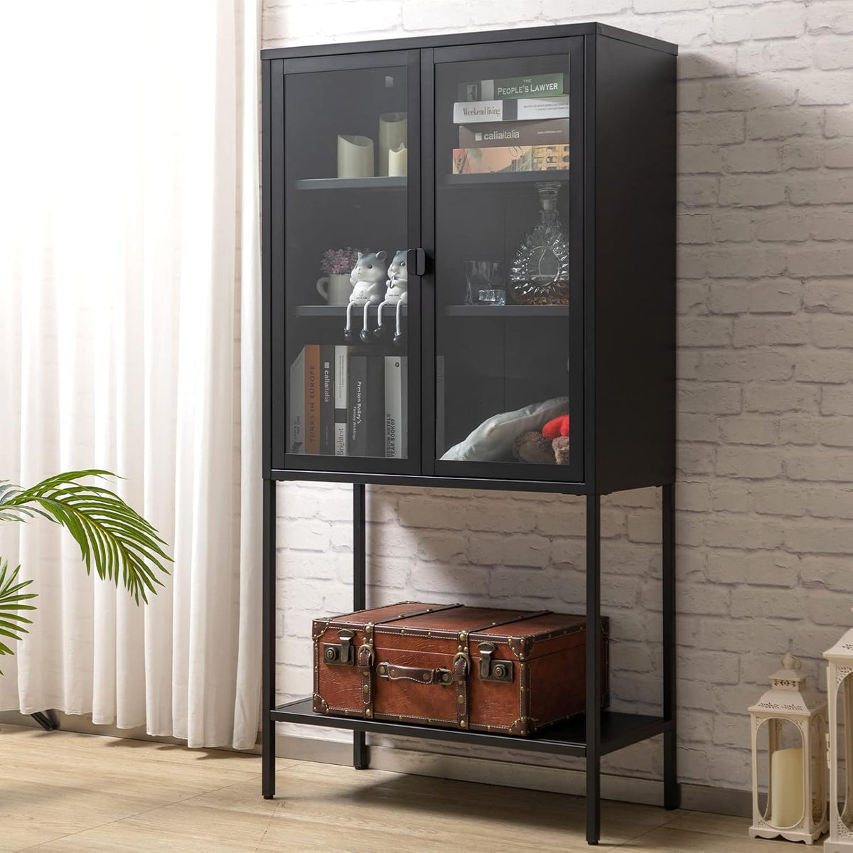 White 2-Tier Metal Storage Cabinet with Door K281142