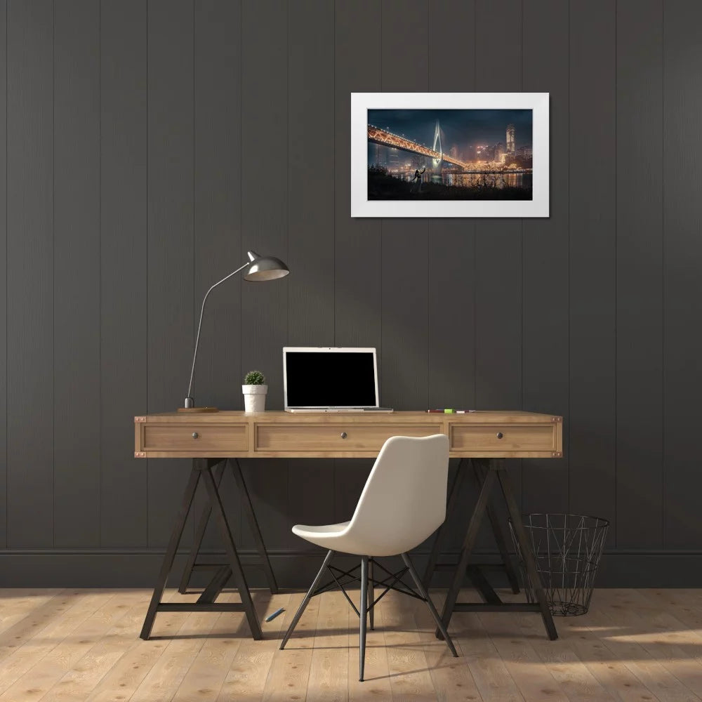 White Modern Wood Framed Art Print F13621