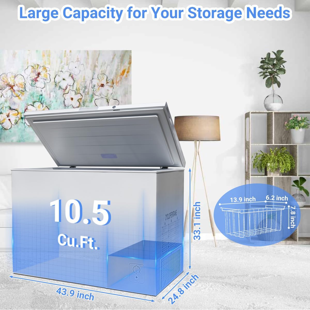White 10 Cu. Ft. Chest Freezer with Lock and Adjustable Thermostat H521351