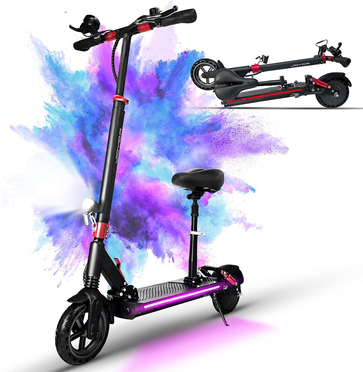 Electric Scooter with 9 Inch Tires, Dual Suspension, Max Load 265 LBS J705384
