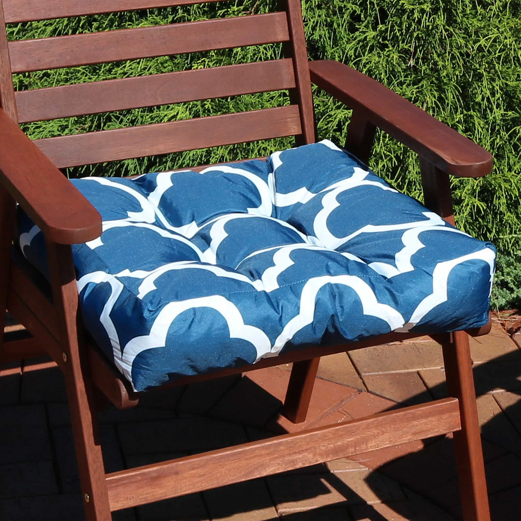 Square Tufted Patio Chair Seat and Back Cushions - 20" - Navy Blue and White - 2pk F229056
