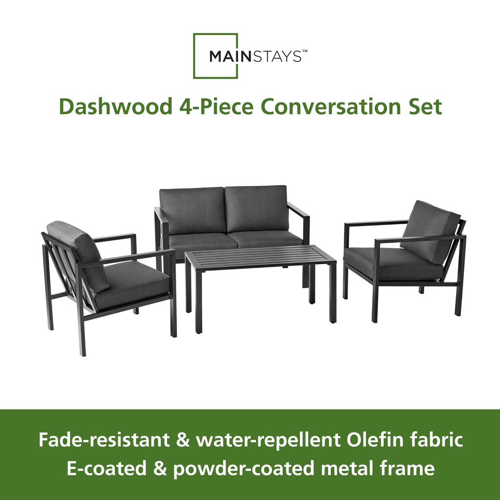4-Piece Outdoor Patio Conversation Set, Seats 4, Gray Z34492