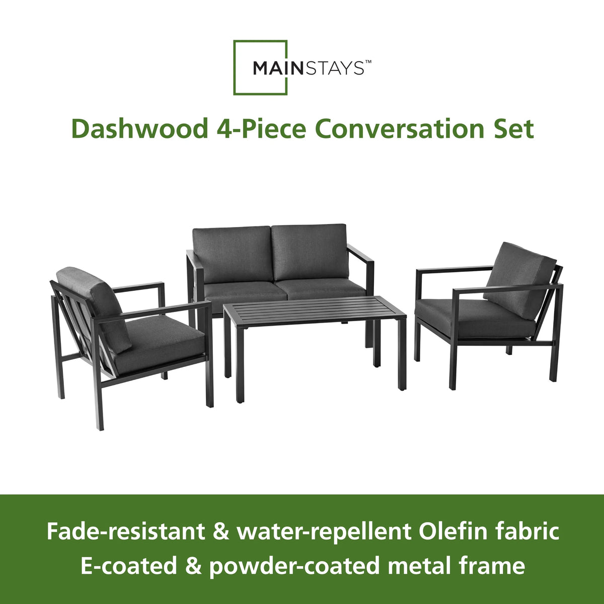 4-Piece Outdoor Patio Conversation Set, Seats 4, Gray Z34492
