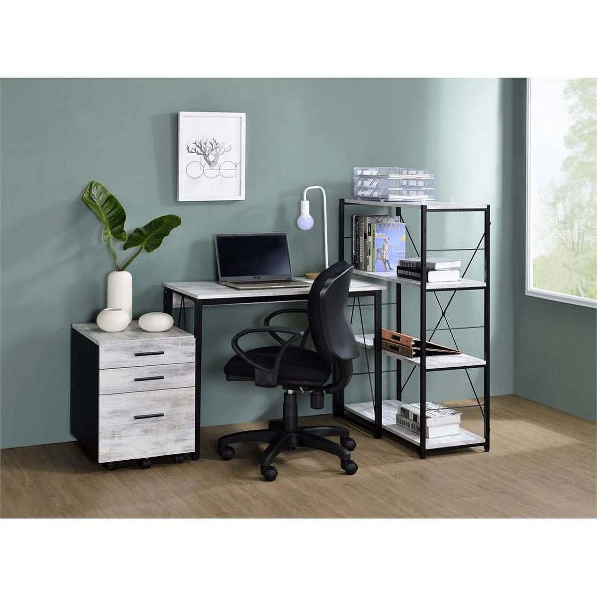 Antique White and Black Wood Writing Desk A496417