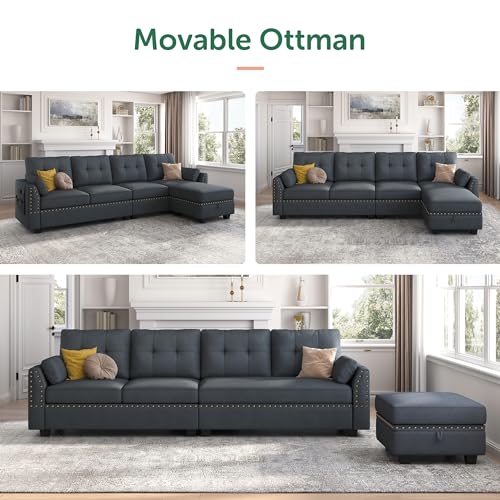 Bluish Grey Reversible Sectional Sofa F9139
