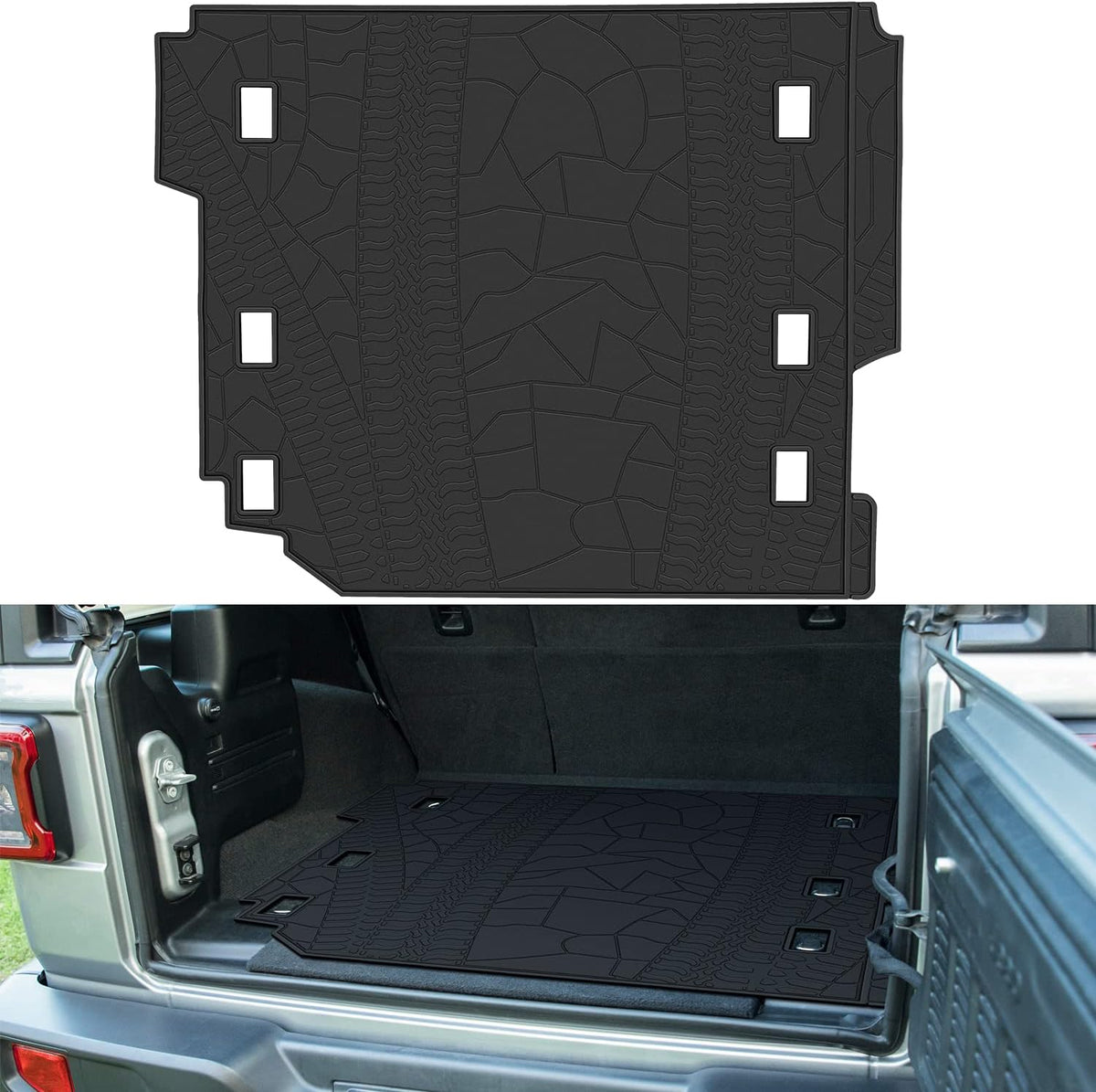 Cargo Mat for Jeep Wrangler JL 4 Door All-Weather Trunk Mat Cargo Liners B9389