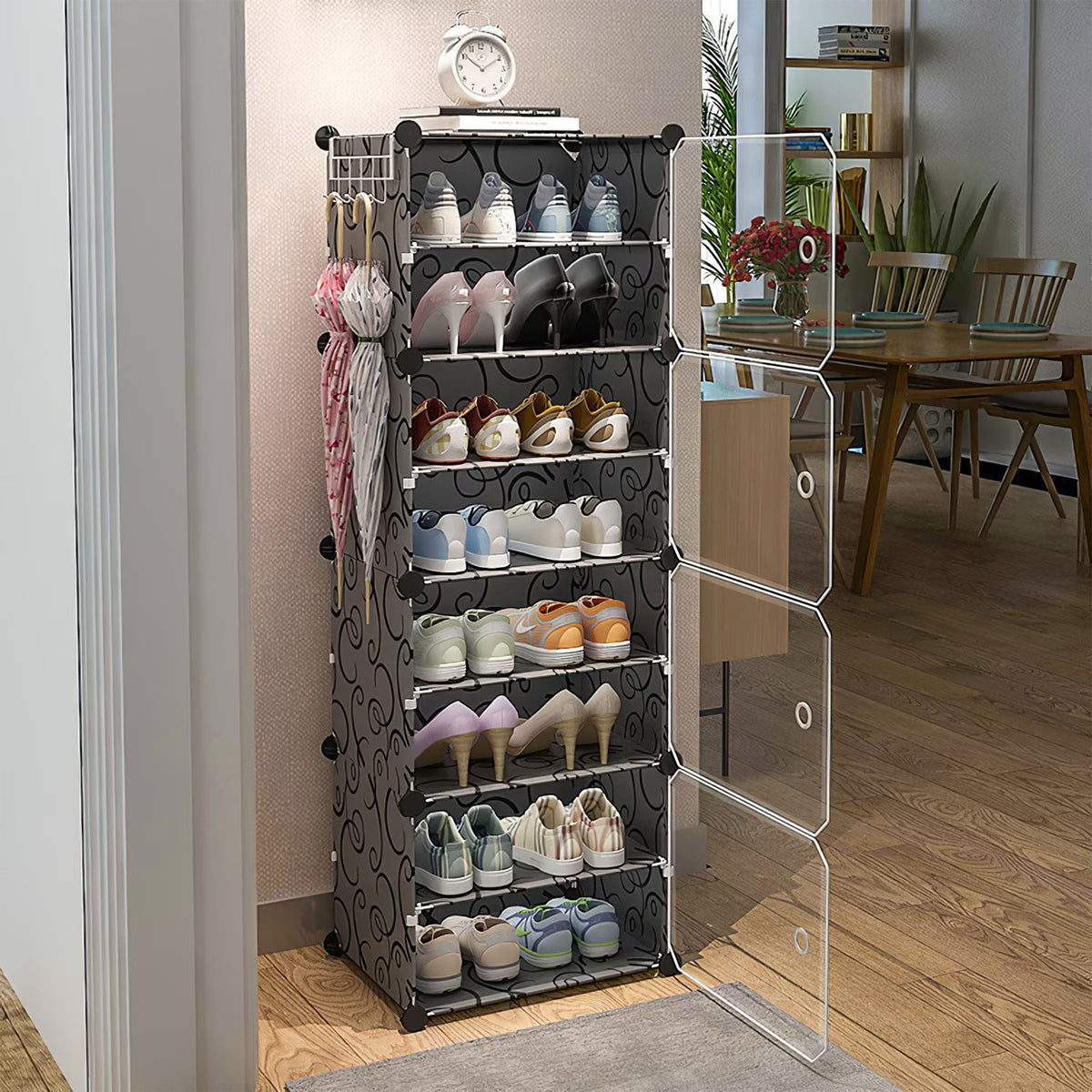 Black 8 Tier Shoe Storage Cabinet H86975