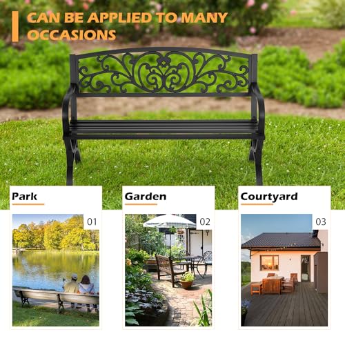 Black Metal Loveseat Bench D22605