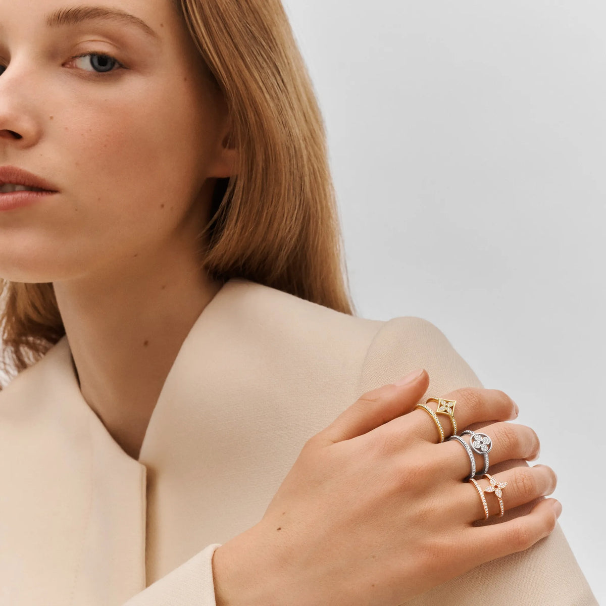 Rose Gold and Diamond Double Row Ring Z741385
