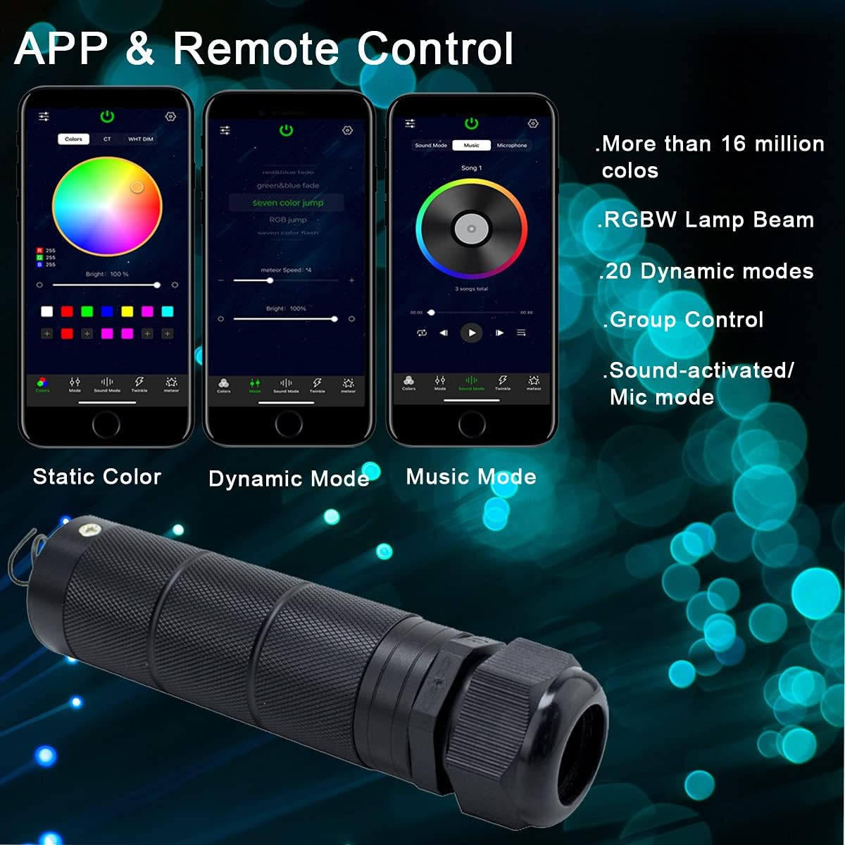6W Bluetooth RGBW Fiber Optic Lights Star Ceiling Kit with Remote 200pcs Fiber Strands Pack of 2 U701441