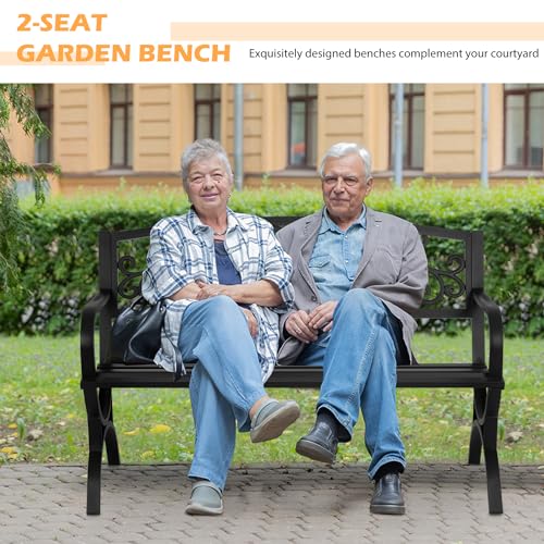 Black Metal Loveseat Bench D22605