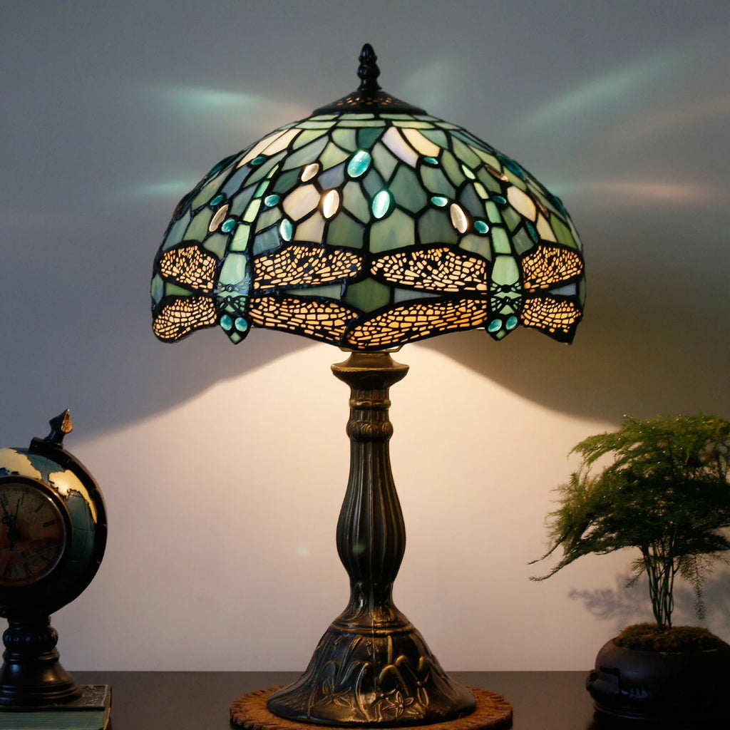 Sea Blue Stained Glass Table Lamp 18" Tall J26510