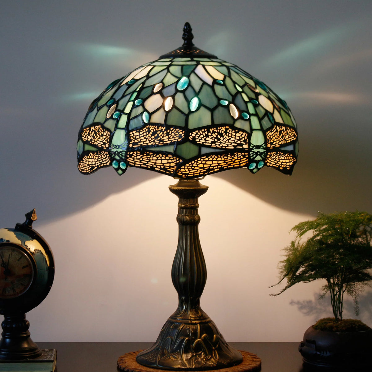Sea Blue Stained Glass Table Lamp 18" Tall J26510