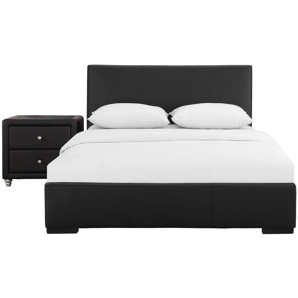 Black Queen Upholstered Platform Bedroom Set J499487
