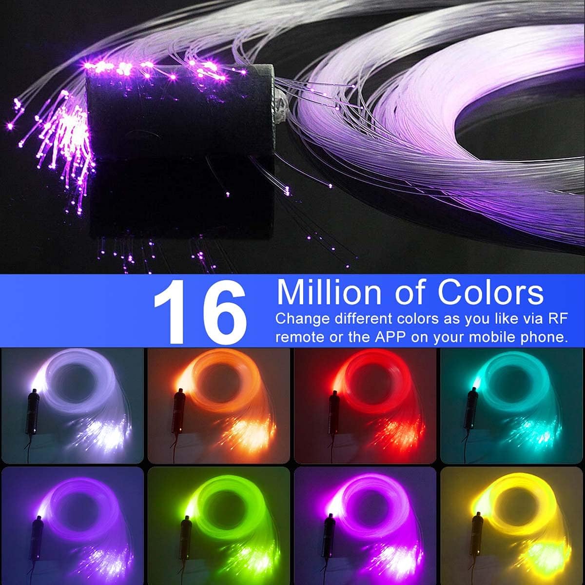 6W Bluetooth RGBW Fiber Optic Lights Star Ceiling Kit with Remote 200pcs Fiber Strands Pack of 2 U701441