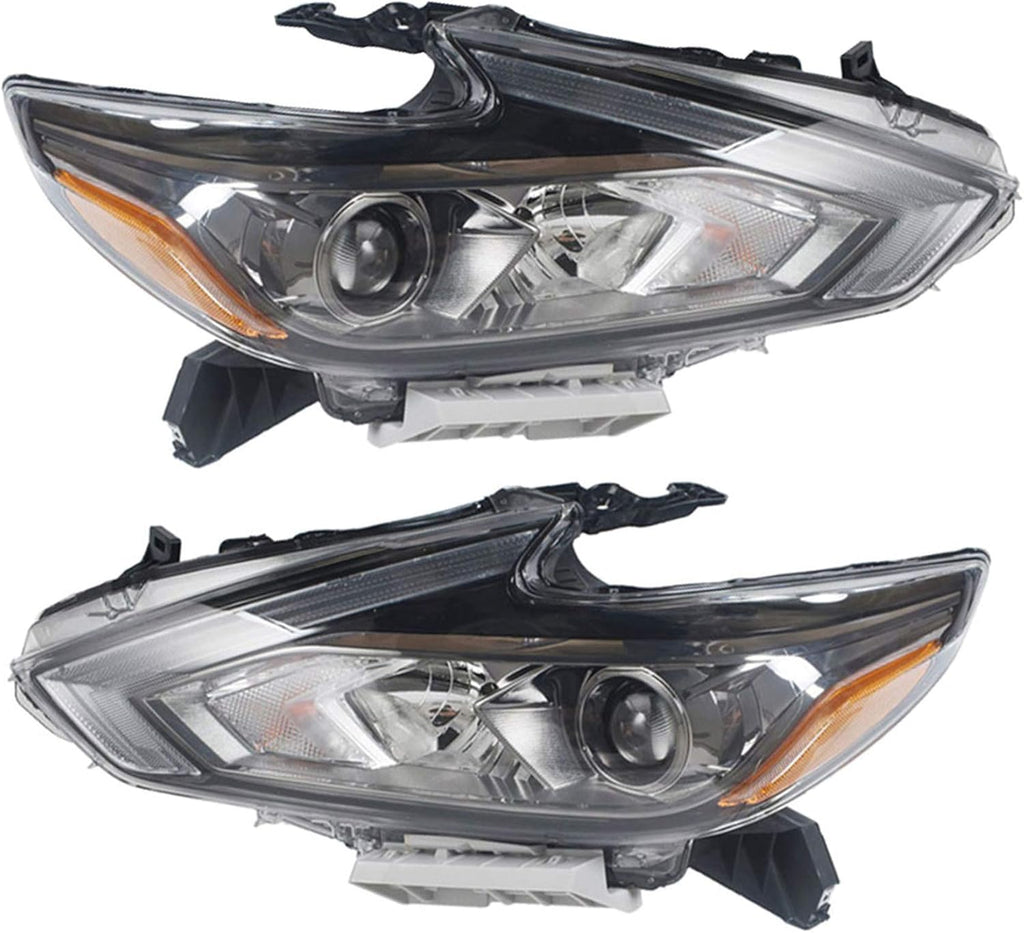 Replacement Halogen Headlights for 2016 2017 2018 Nissan Altima Black Bezel Chrome Style Headlight Assembly W21510