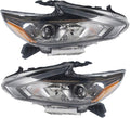 Replacement Halogen Headlights for 2016 2017 2018 Nissan Altima Black Bezel Chrome Style Headlight Assembly W21510