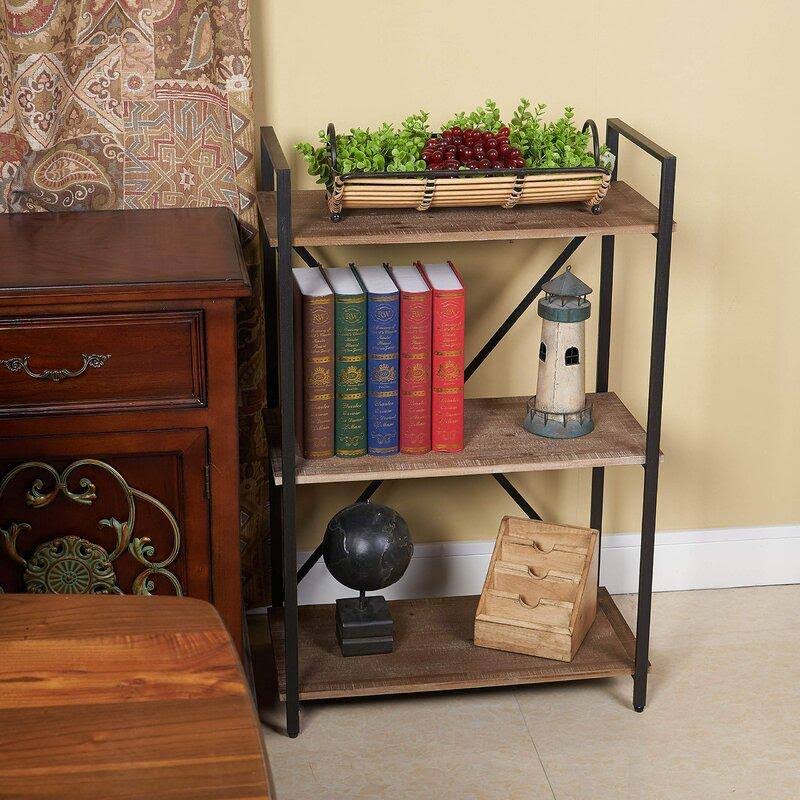 Dark Brown 3 Tier Bookcase Bookshelf Q97704