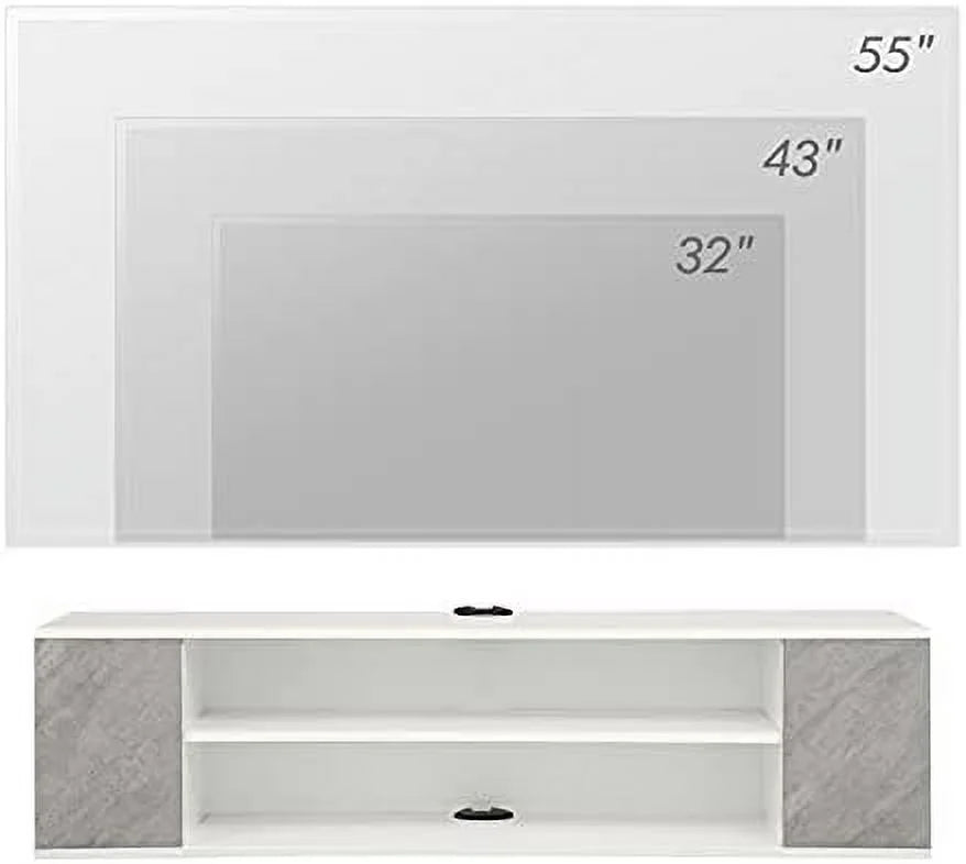Floating TV Stand Wall Mounted Entertainment Center Grey 39 Inch L707874