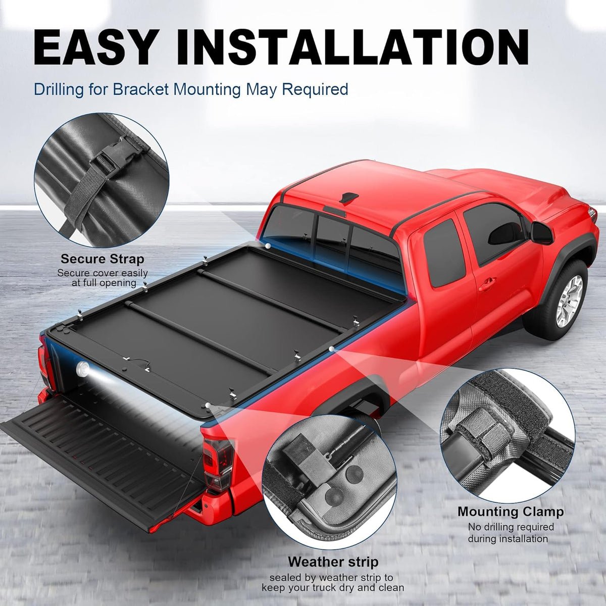Roll-Up Soft Vinyl Truck Bed Tonneau Cover for 6 FT Fleetside Cargo Bed V749871