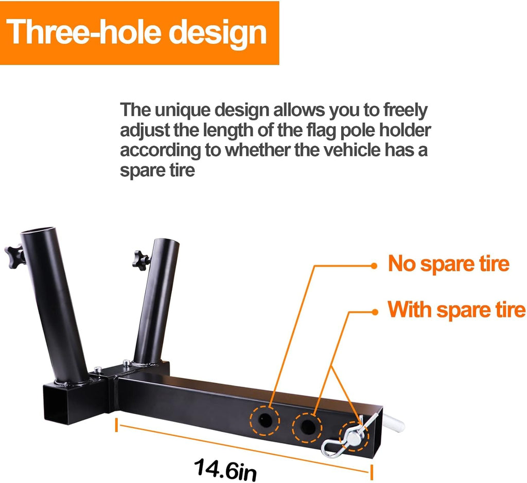Trailer Hitch Mount Flag Pole Holder with Bolts W7505
