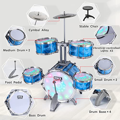 5 Jazz Drum Kit with Lights Alloy Kids Drum Set L811