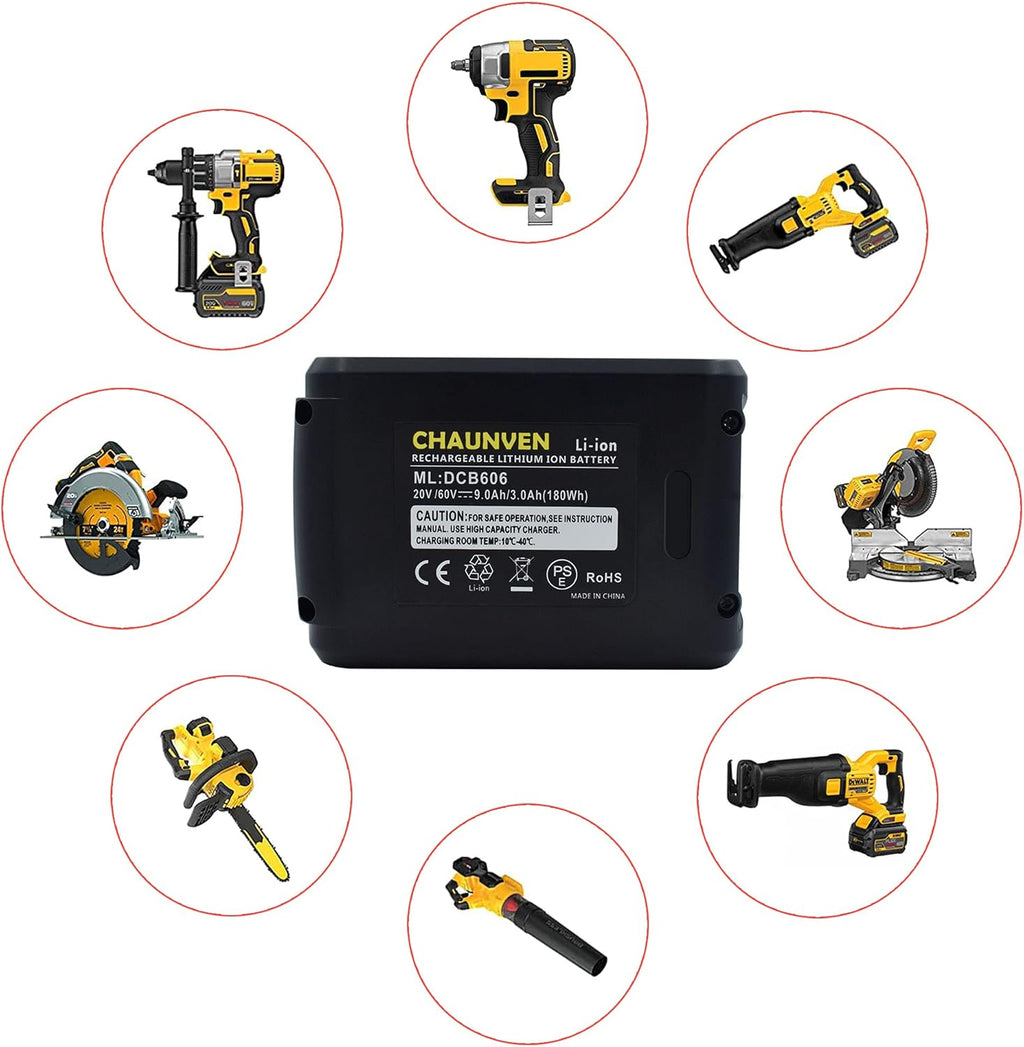 DCB606 Battery Replacement for Dewalt 20V / 60V Cordless Power Tools Battery S815825