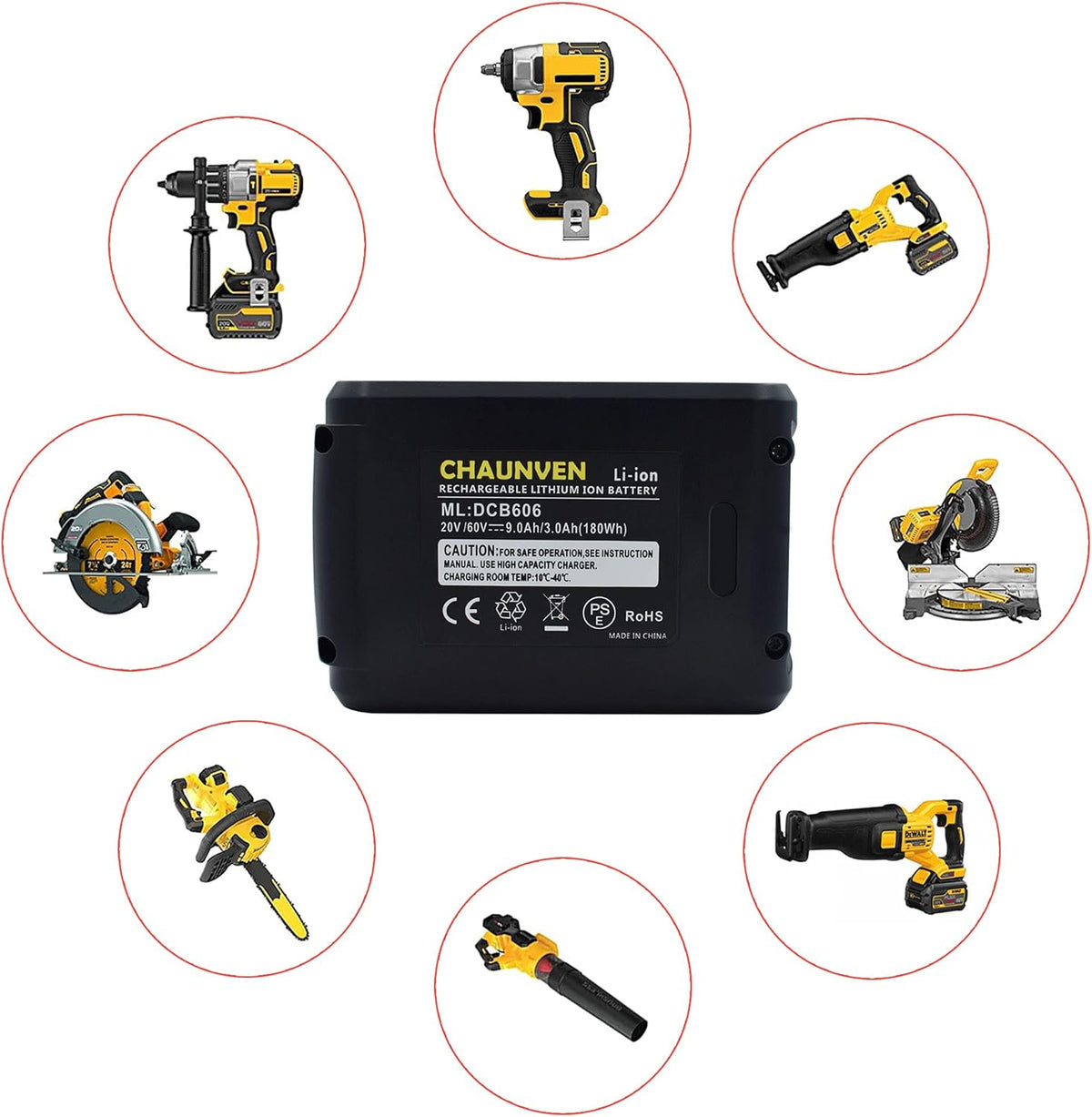 DCB606 Battery Replacement for Dewalt 20V / 60V Cordless Power Tools Battery S815825