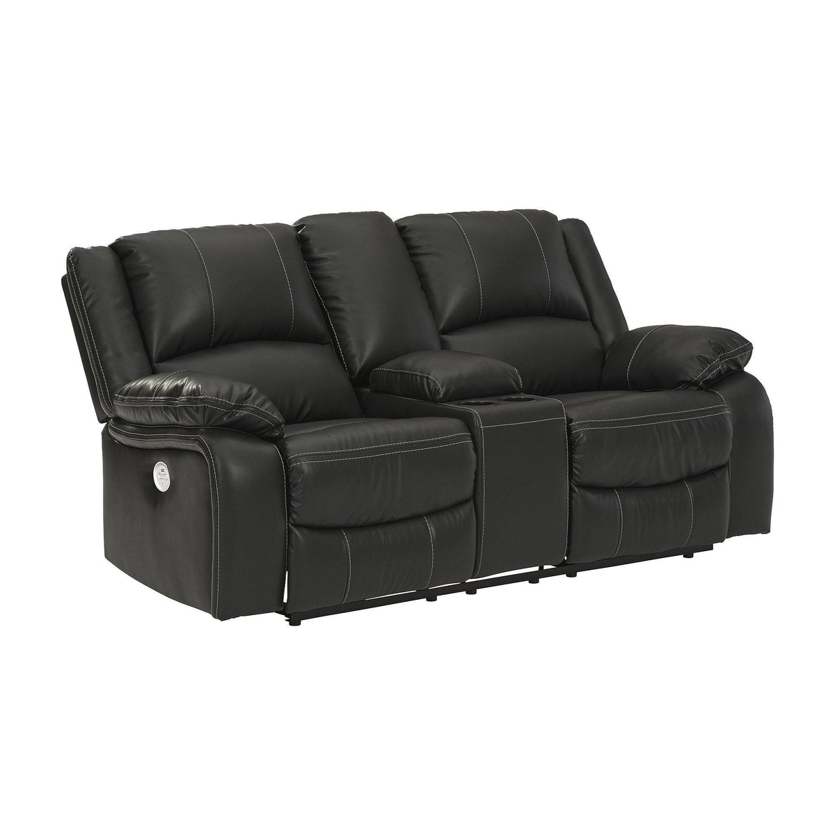 Black Power Reclining Loveseat with Console R86372